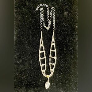 Rhinestone necklace with silver tone chain